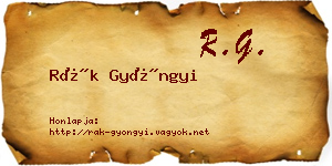 Rák Gyöngyi névjegykártya