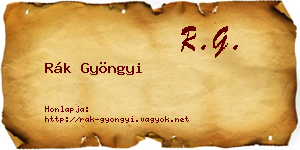 Rák Gyöngyi névjegykártya